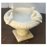 Small marble bird bath with birds - base has been