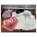 Harley Davidson vest, hat and bandanna, 3 biker