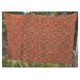 Early homespun blanket - orange/brown - aprx
