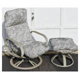 Outdoor Swivel Chair & Ottoman Set