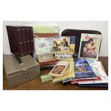Office supplies, photo albums, CDï¿½s and a metal