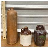 Stoneware jugs and pitcher