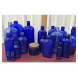 Royal blue glass bottles