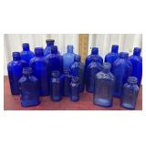 Blue glass bottles
