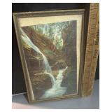 vintage framed waterfall picture/print Watkins