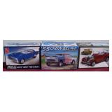 3 Unbuilt Model Car Kits 1966 Nova 1955 Chevy