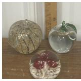 Paperweights- apples, red flowers