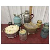 Vintage serving, Pyrex, ball jars etc