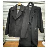 2 Black Pea Coats. Kenneth Cole & John Weitz.
