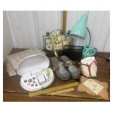 Lamp, shoes, bath gift set, sorting boxes, travel
