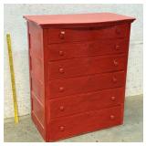 6 Drawer Highboy Dresser Painted Red 37/22/44