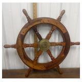 Nautical ship wheel- wood & brass