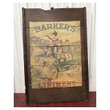Barkers Liniment advertising on wooden boards