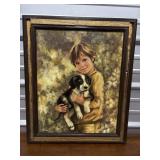 Adorable Vintage Boy w/Dog print by C.Mitchell.