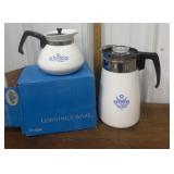 Corningware cornflower coffee, tea pots