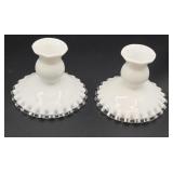 Vintage Pr Fenton Silver Crest Candlesticks