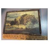Vintage framed cow picture/ print