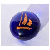 Blue & Gold Sailboat Paperweight