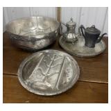 Huge silver plate bowl, trays, teapots *a few