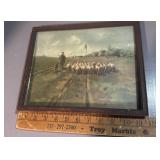 Vintage framed picture/ print man with his herd