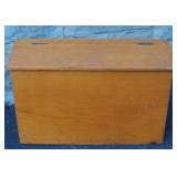 Antique Oak Slant Top Storage Box 25" long 7 3/4"