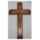 Mid Century Walnut Sick Call Crucifix Set 12 1/4"