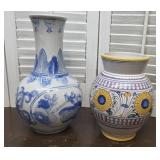 2 vases - Blue and white & Slov Keramika Modrahas