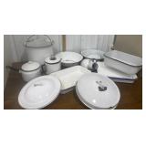 Enamelware pots, bowls, pans, lids etc
