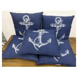 5 Nice Blue & white anchor pillows Indoor/outdoor