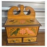 Hand Painted Folk Art wooden box with lift top