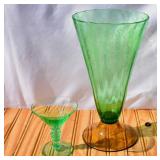 Vintage Uranium Glass-BOTH pieces damaged.