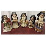 5 Nun figures chalkware