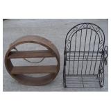2 Shelves Round Wood 18" wide Folding Wrought