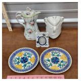 Chocolate pot, three corner sugar, plates etc