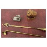 Brass candle snuffers, match holder candle