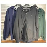 3 Hooded Sweatshirts, Zip up. Like New. XL & 2XL