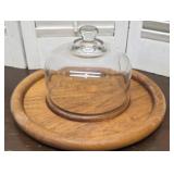 Teakwood / glass charcuterie cheese board dome