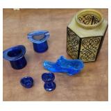 Light shade and blue glass