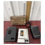 Vintage Sony tape recorder, Victor radio and