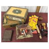 Cigar boxes, pipes and tin cigarettes roller