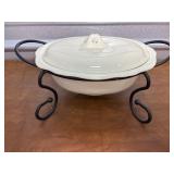 Southern Living casserole in metal cradle. Oven &