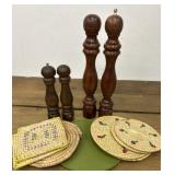 MCM S&P grinders (1Viking), trivets, lazy Susan