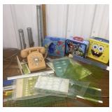 Rotary phone, flashlights, lunch boxes, rulers