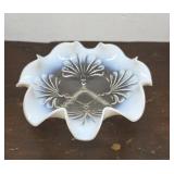 Gorgeous Ruffled Edge Opalescent Pedestal Bowl