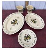 Metlox Poppytrail rooster serving plates and