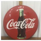 1990 Coca-Cola sign- round, metal