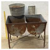 Galvanized Double Washtub, Washtub & Pail