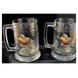 Pair of Pheasant Design Glass Mugs