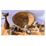 Vintage Wood & Porcelain Animal Figures