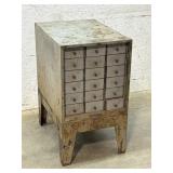 18 Drawer Wood & Metal Cabinet w/ contents